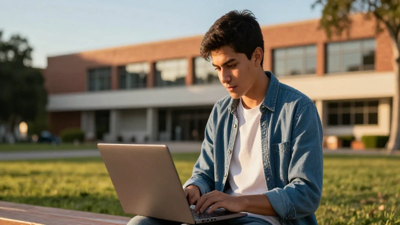 Estudiante mexicano motivado en campus universitario