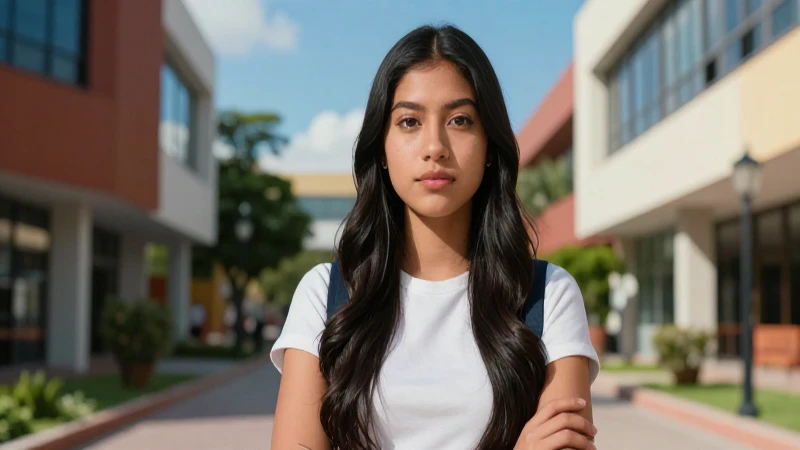 Estudiante mexicano determinado en campus vibrante