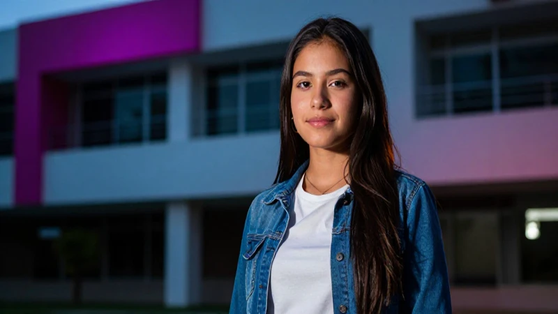 Estudiante mexicana impactante en campus universitario