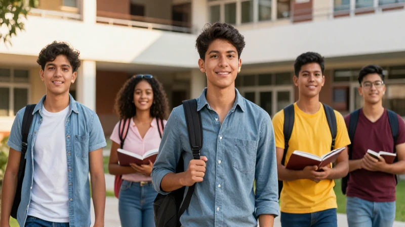 Estudiantes mexicanos motivados en un campus universitario
