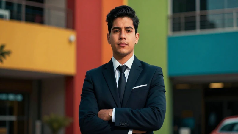 Profesional mexicano urbano con luz dramática