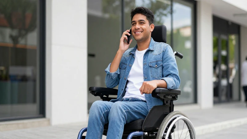 Joven mexicano sonriente con silla en ciudad