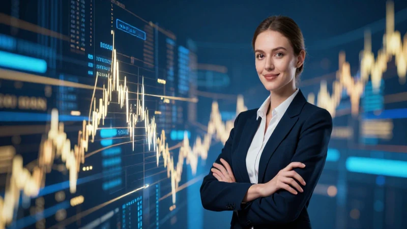 Mujer profesional con datos financieros modernos