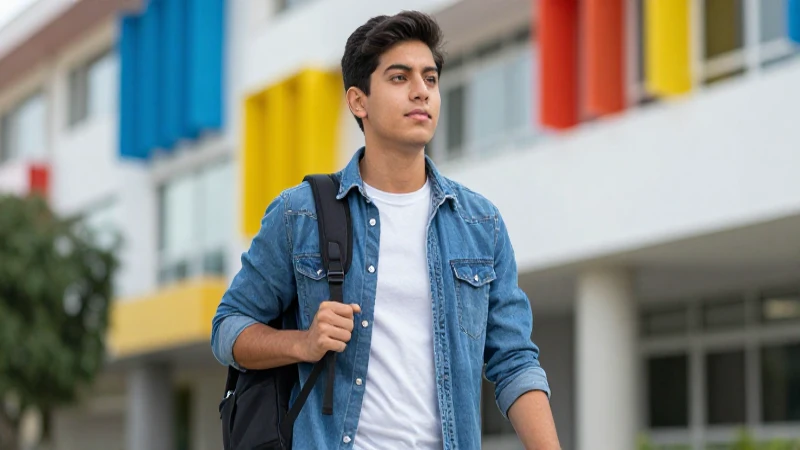 Estudiante mexicano dinámico en campus