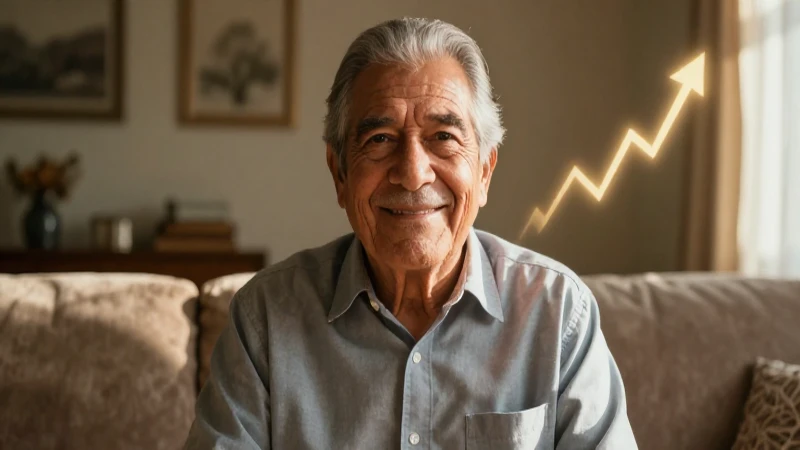 Anciano mexicano sonríendo ante crecimiento financiero