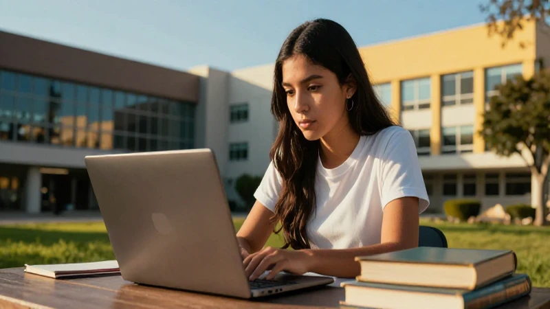 Estudiante mexicano estudiando en un campus vibrante
