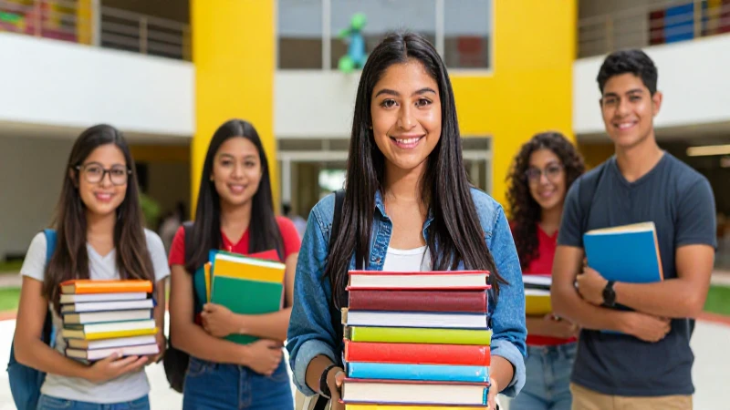 Joven sonríe en moderno campus universitario mexicano