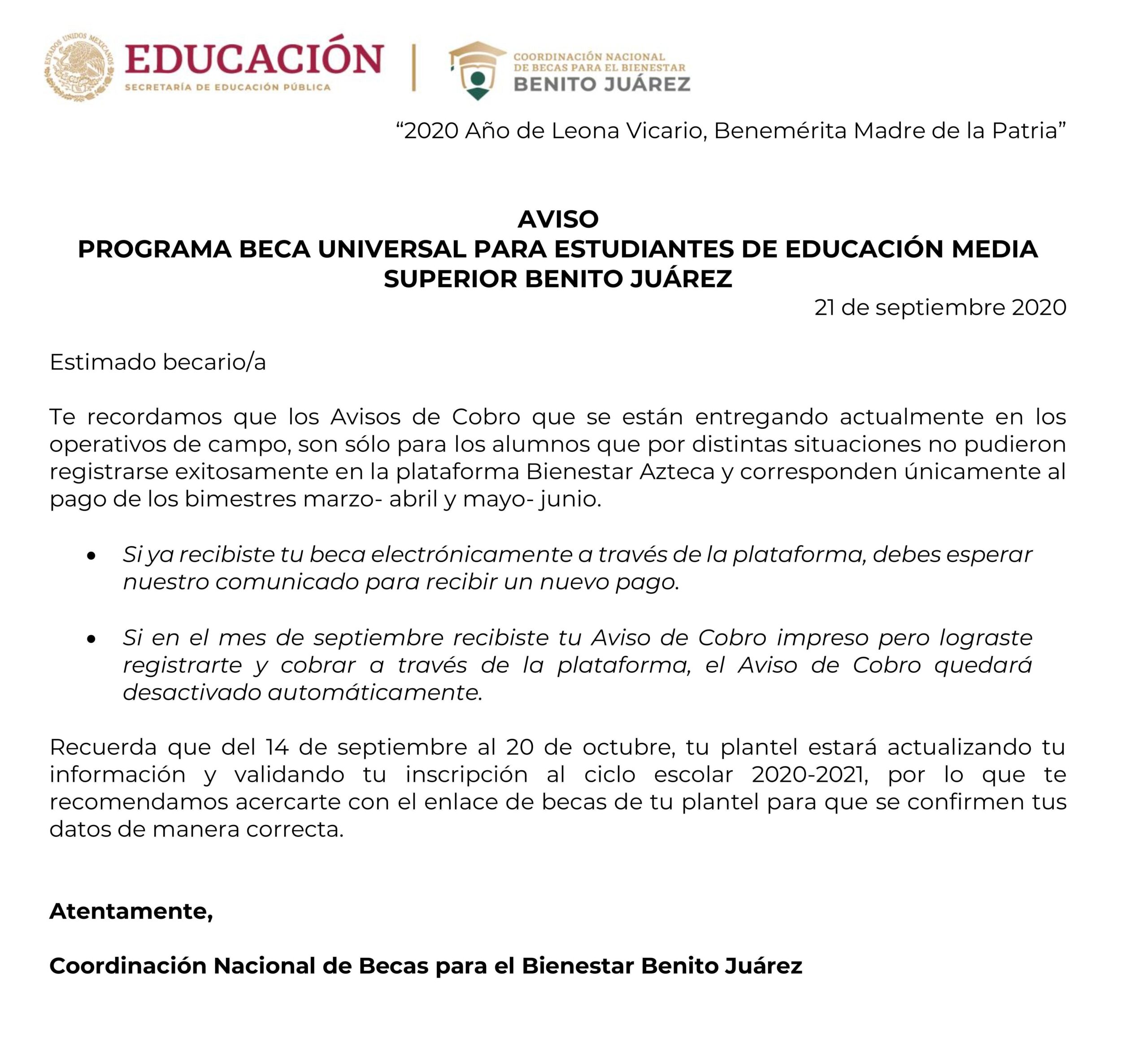 Solicitud de beca Benito Juárez en educación media superior en febrero