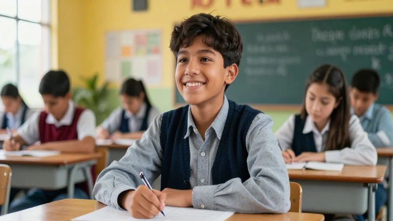Joven mexicano motivado en aula