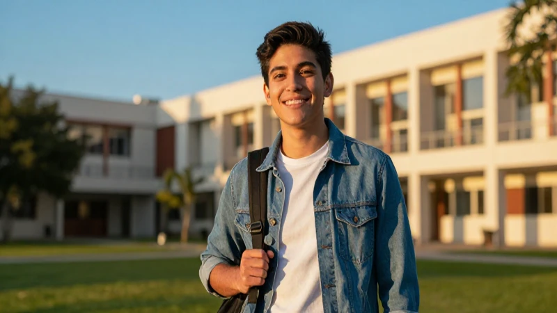 Retrato cinemático de estudiante mexicano exitoso
