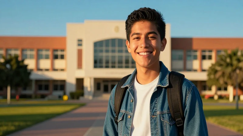 Estudiante mexicano exitoso en campus universitario