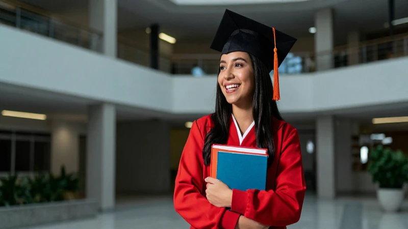 Estudiante mexicana alegre en graduación