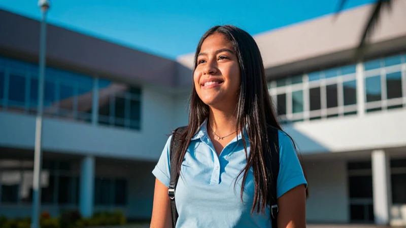 Joven estudiante mexicano en campus vibrante y profesional
