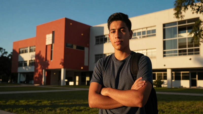 Fotografía profesional de estudiante mexicano en campus