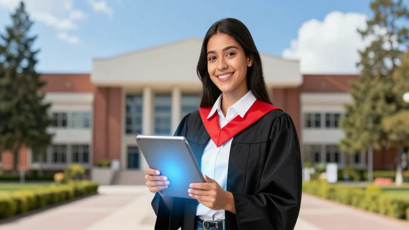 Estudiante mexicano con tablet en la universidad