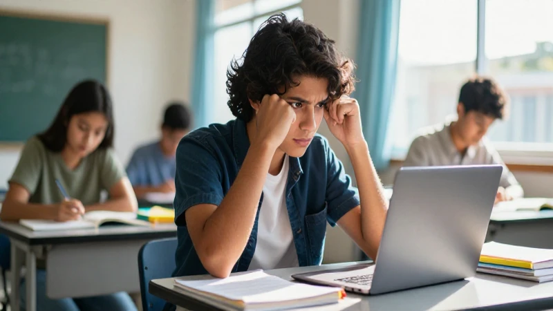 Joven estudiante mexicano decidido en moderno aula