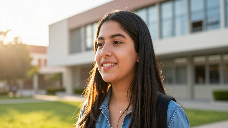 Joven estudiante mexicana en campus universitario