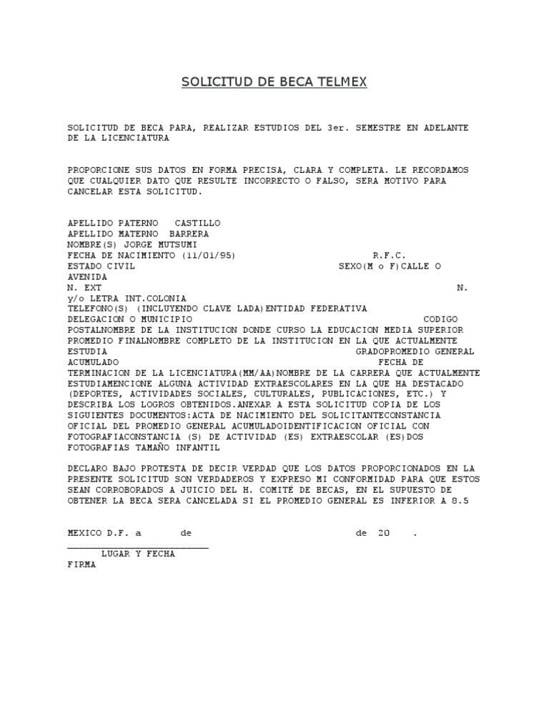 solicitud de beca de fundacion telmex requisitos y proceso