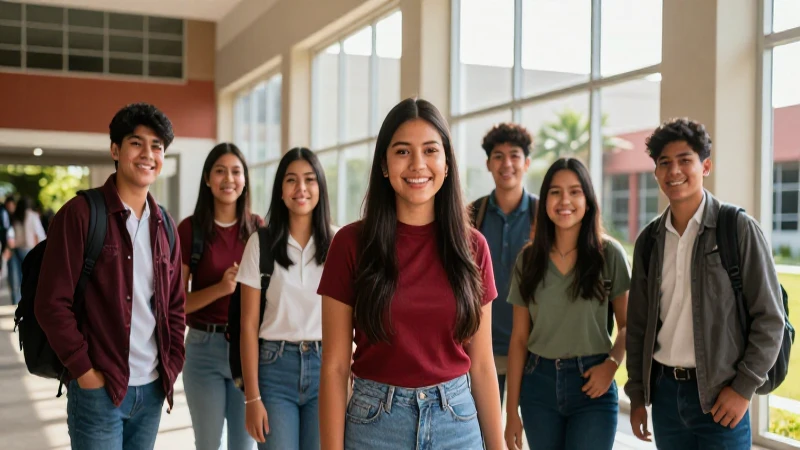 Estudiantes mexicanos en campus moderno e inspirador