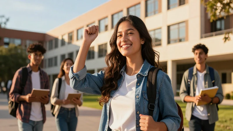 Joven mexicana triunfa en campus bajo luz dorada