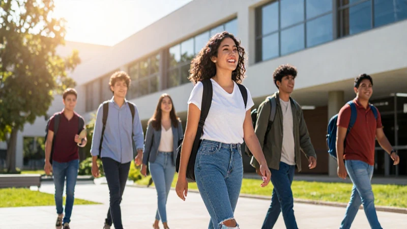 Estudiante mexicano alegre en campus moderno