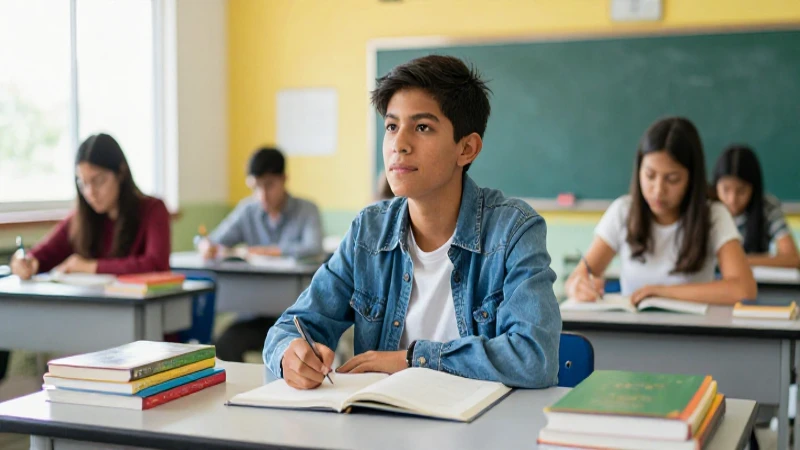 Estudiante mexicano en clase con estilo profesional
