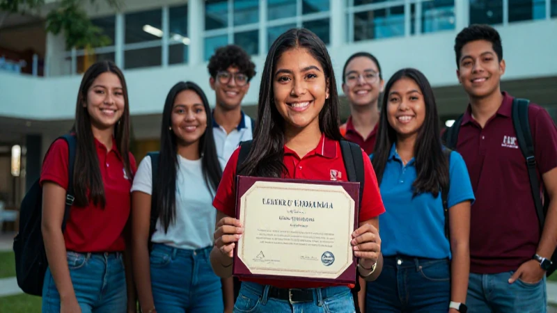 Estudiantes mexicanos celebrando oportunidades académicas