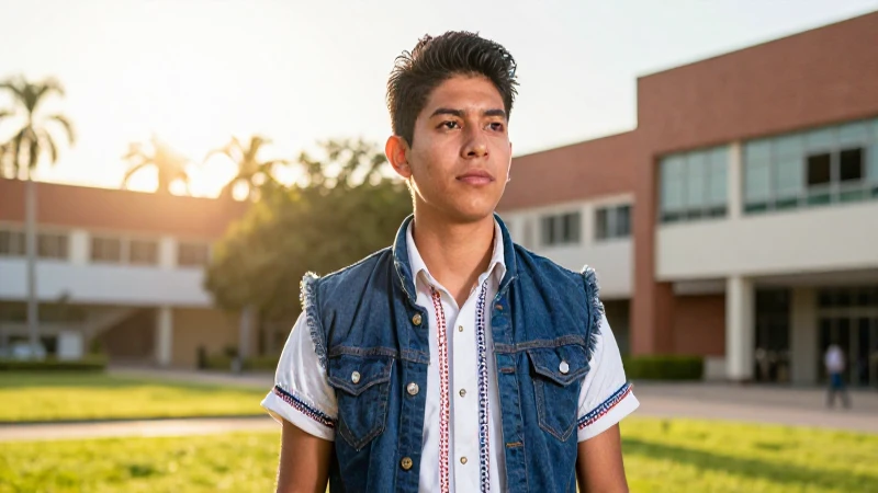 Joven mexicana determinada en campus dinámico