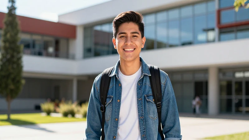 Retrato vibrante de estudiante mexicano sonriendo