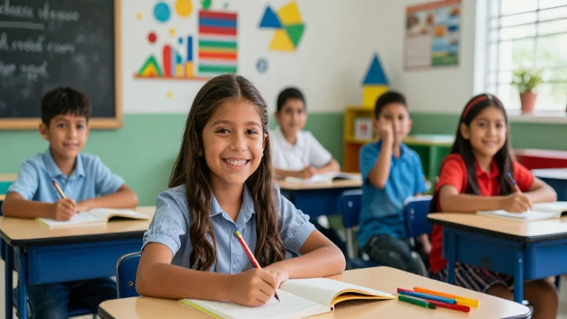 Alumnos mexicanos sonriendo en clase moderna