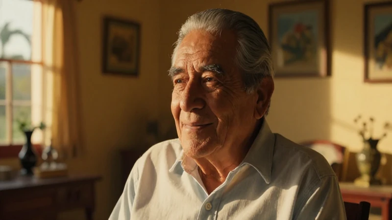 Retrato cálido de anciano mexicano sonriente