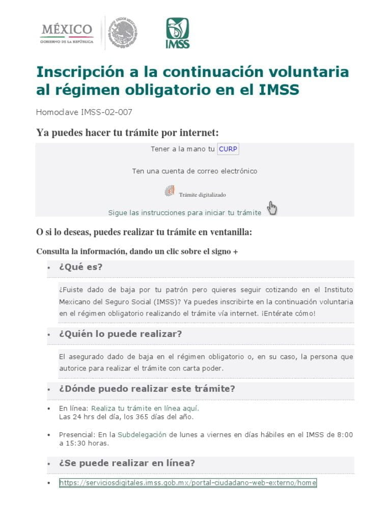solicitud de continuacion voluntaria en el imss requisitos y tramites