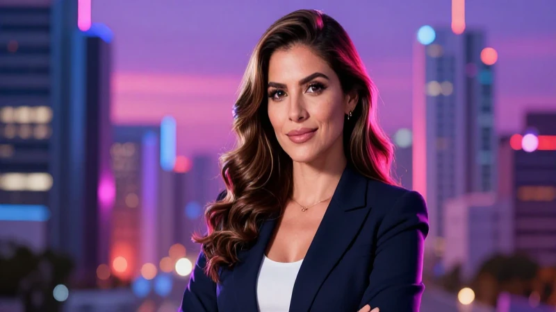 Mujer mexicana profesional con aura de bienestar en ciudad vibrante
