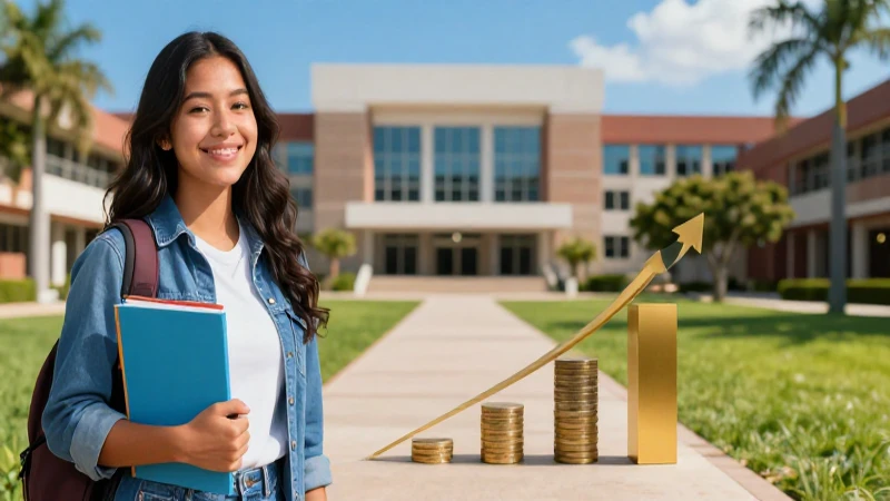 Estudiante mexicano sonriente avanza hacia el éxito