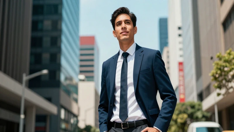 Joven mexicano profesional en entorno urbano dinámico