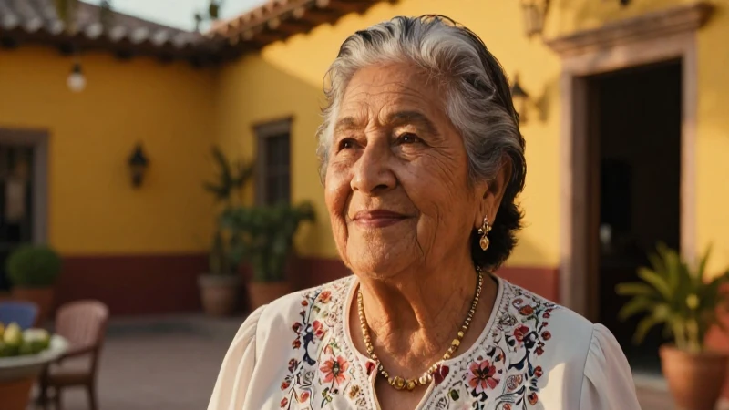 Mujer mexicana sabia bajo luz dorada