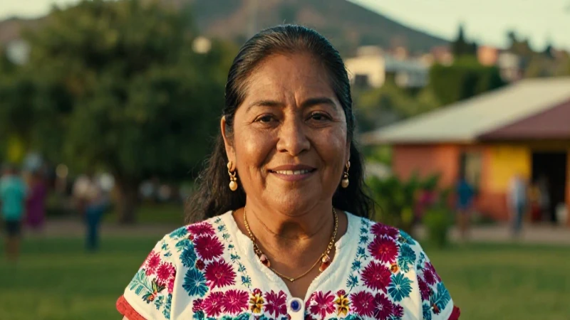 Retrato de mujer mexicana sonriente en luz cálida