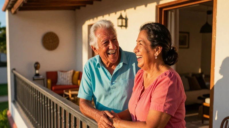 Pareja mexicana feliz riendo bajo el sol