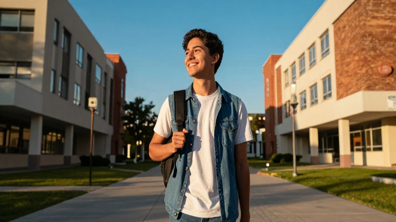 Estudiante mexicano universitario en un campus vibrante
