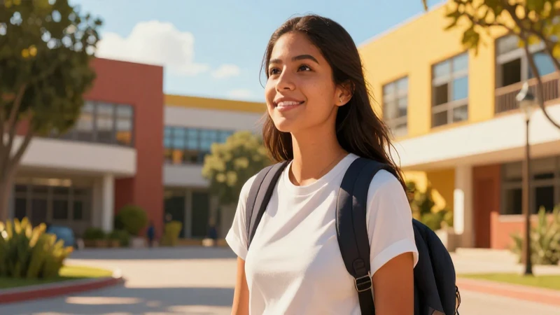 Estudiante mexicano con luz dorada y esperanza