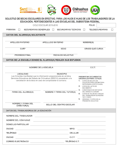 Solicitud de tarjeta de beca para familias fuertes por la educación