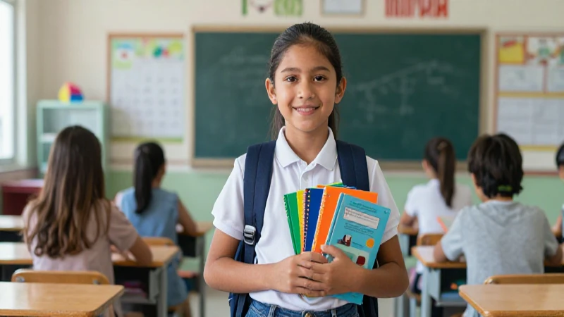 Joven mexicano con útiles escolares
