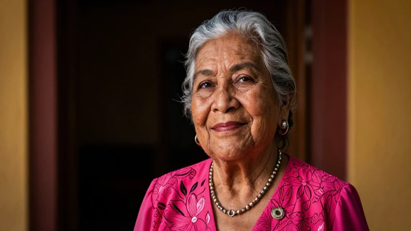 Retrato dramático de anciana mexicana digna