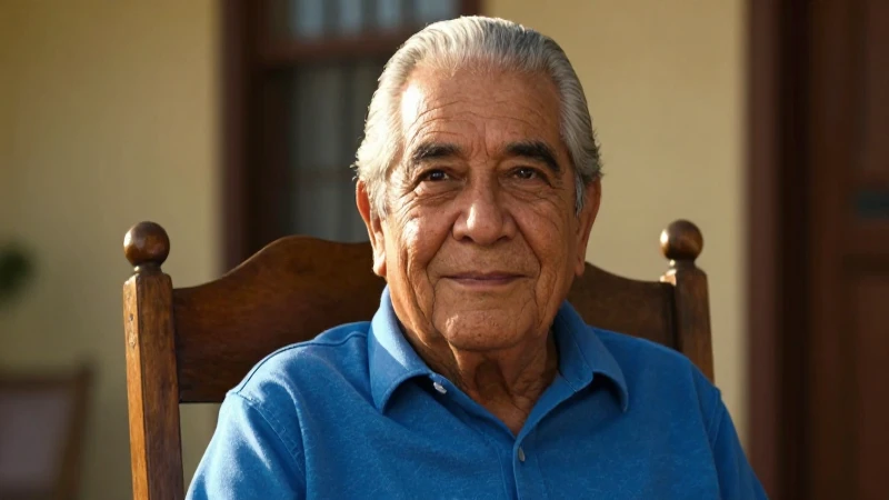 Hombre mayor mexicano sonriendo bajo luz cálida