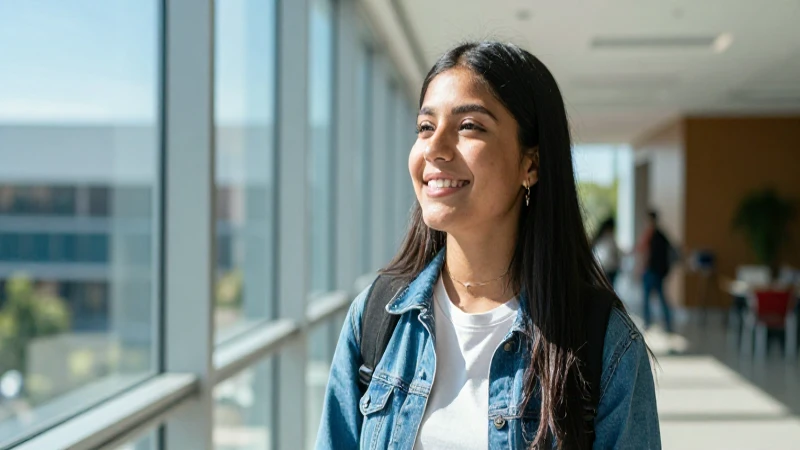 Joven mexicano sonríendo en ambiente académico