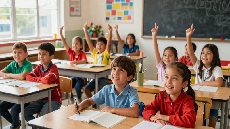 Niños felices en clase iluminada por el sol