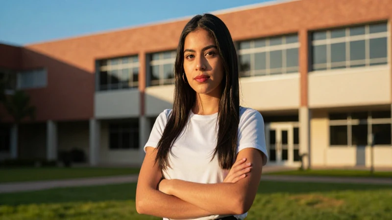 Joven mexicana, retrato hiperrealista en campus