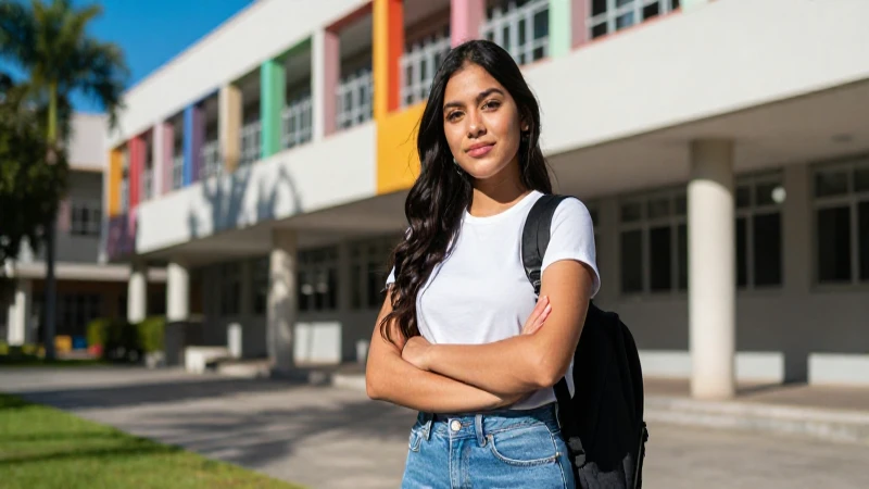 Joven mexicana exitosa en el campus universitario
