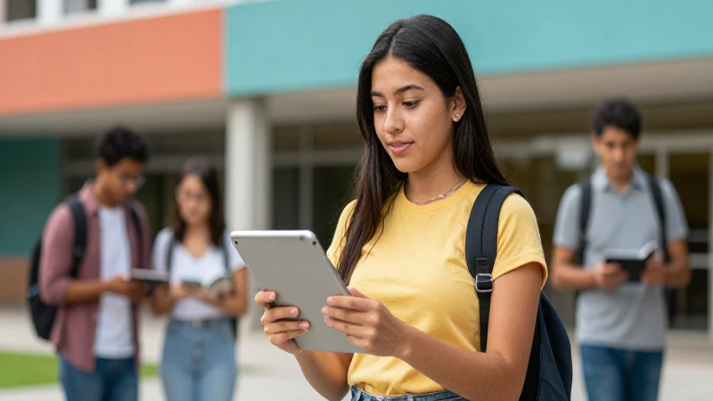 Estudiante mexicano moderno, tablet, estética profesional