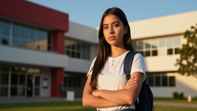 Estudiante mexicano en vibrante luz dorada